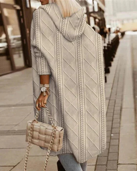 Komfortowy damski sweter z kapturem - Elise-Beżowy-S-Trend Polska