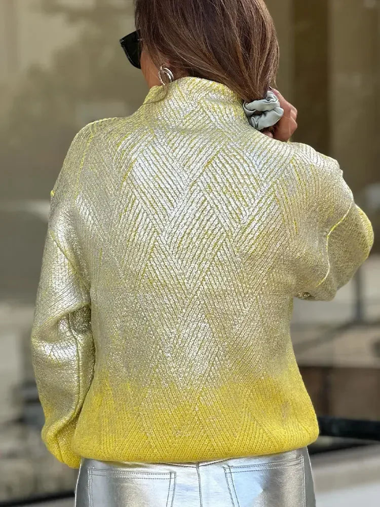 Stylowy sweter damski z kolorowym gradientem - Camille-Fioletowy-S-Trend Polska