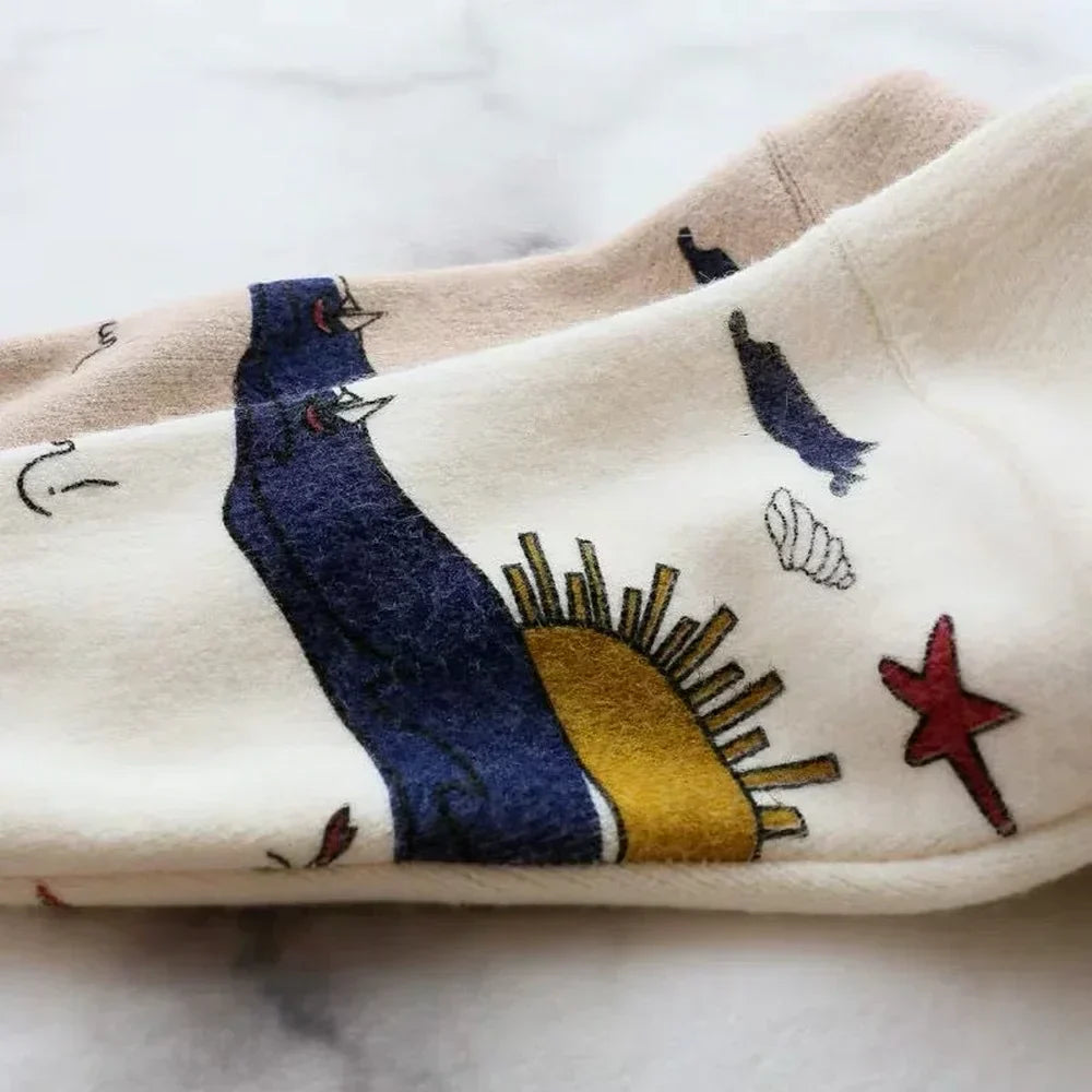 Sweter kardigan z figlarnym nadrukiem i zapięciem na guziki - Nova-Niebieski-XS-Trend Polska