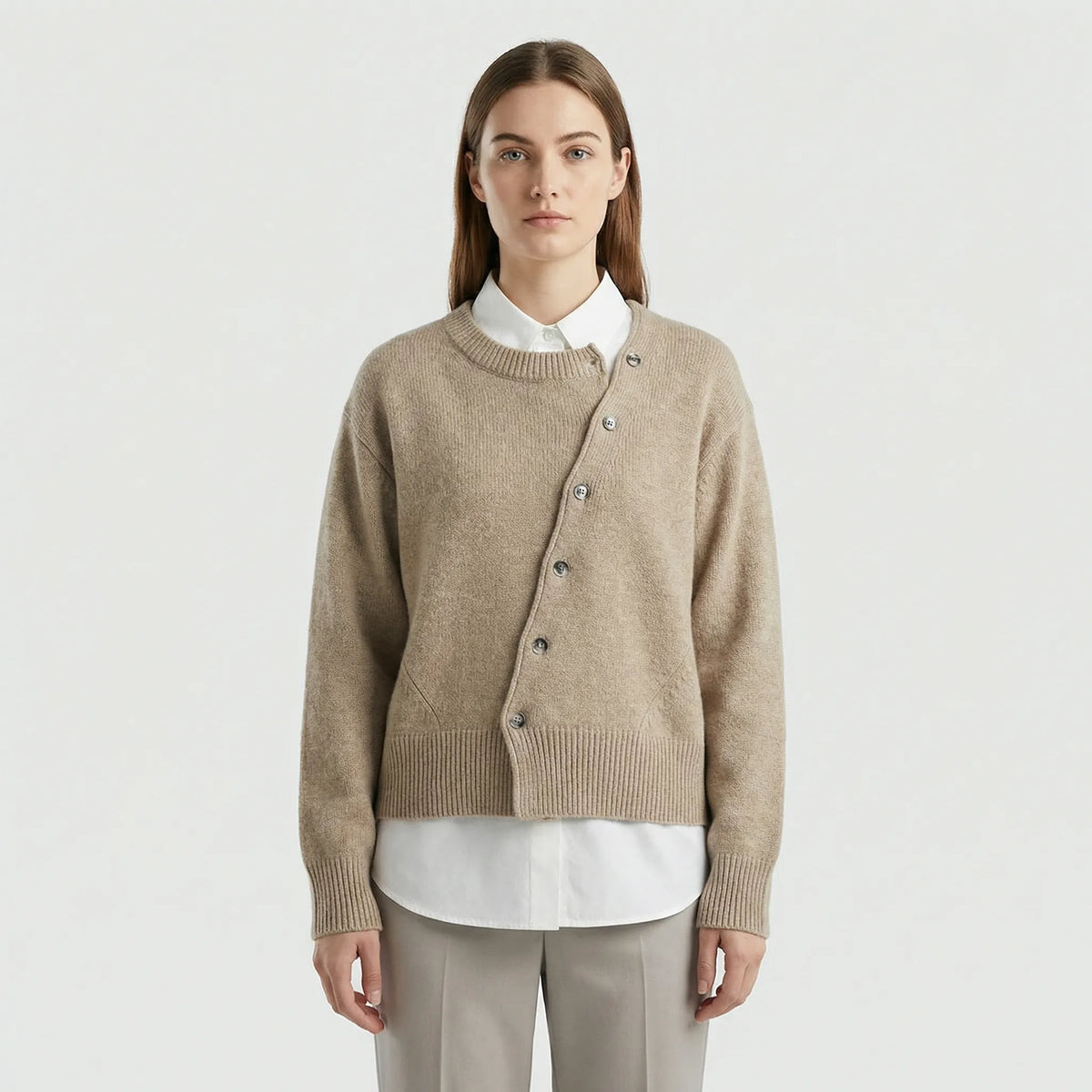 Eleganter Wickelstrickjacke Mit Knopfdetail - Marcella