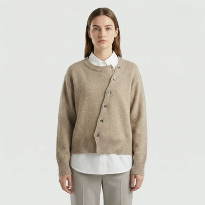 Eleganter Wickelstrickjacke Mit Knopfdetail - Marcella