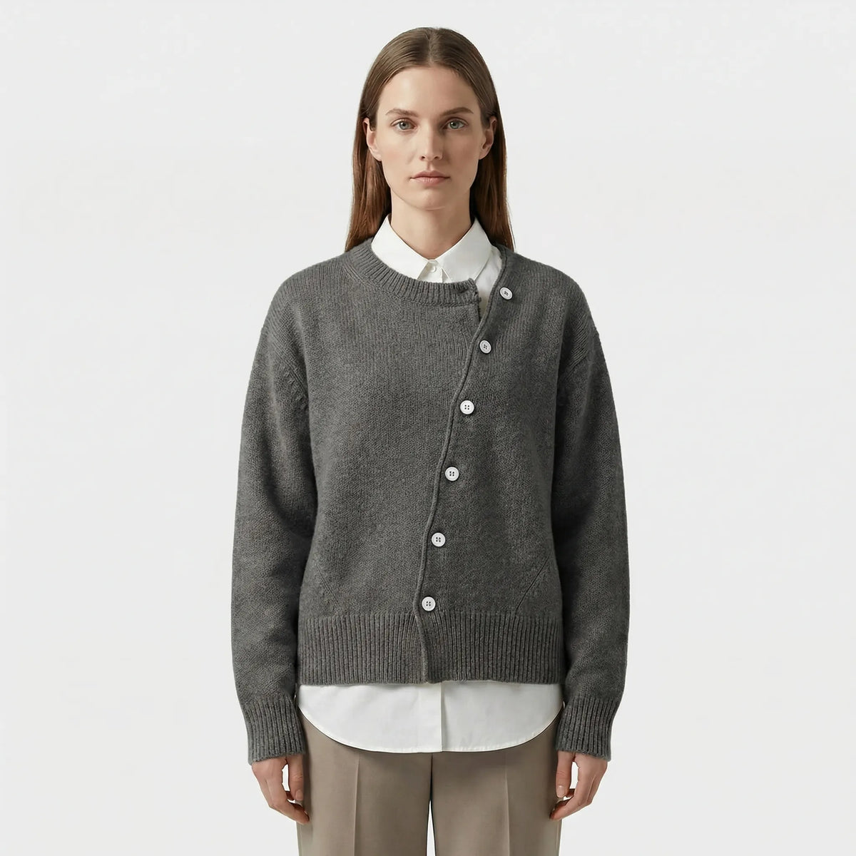 Eleganter Wickelstrickjacke Mit Knopfdetail - Marcella