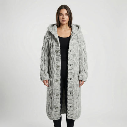 Lang Grof Gebreid Vest Met Kabelpatroon - Cathy