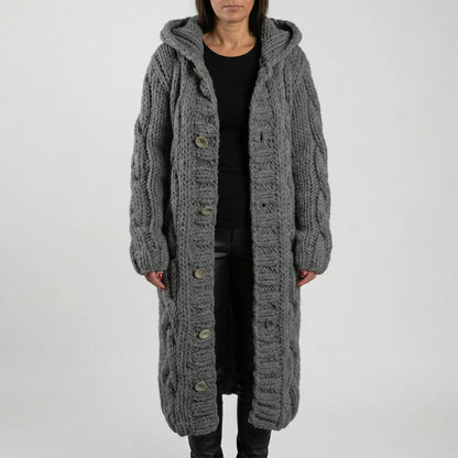 Lang Grof Gebreid Vest Met Kabelpatroon - Cathy