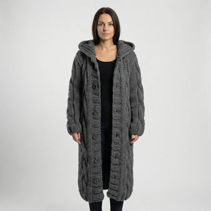 Lang Grof Gebreid Vest Met Kabelpatroon - Cathy