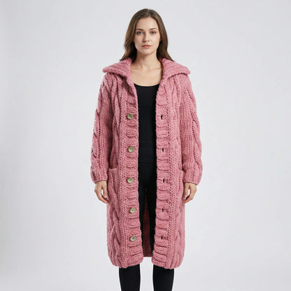 Lang Grof Gebreid Vest Met Kabelpatroon - Cathy