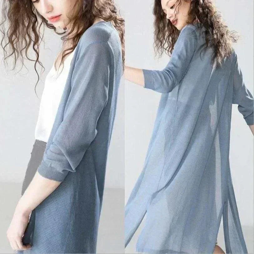 Lightweight Long Open-Front Cardigan - Cora