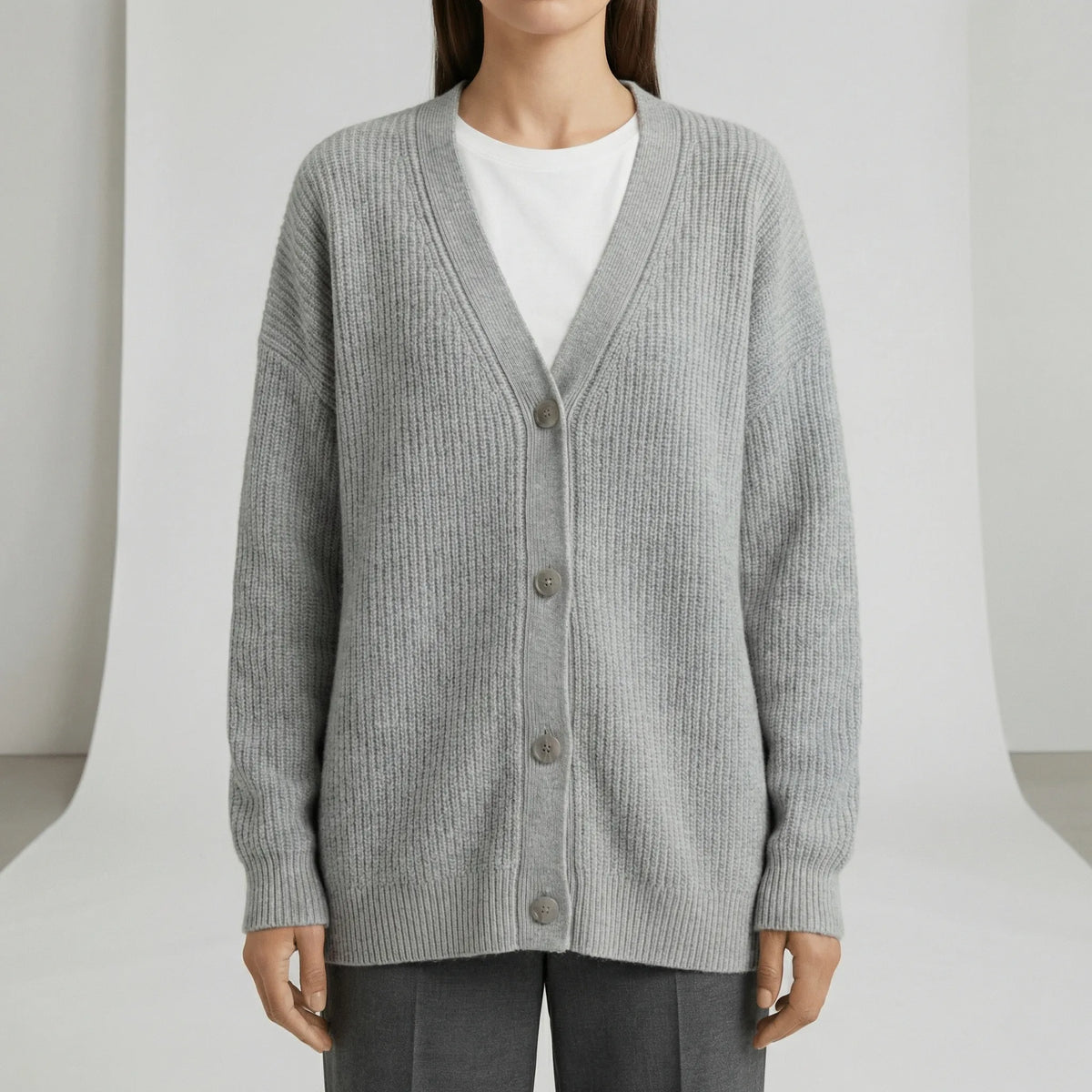 Locker Geschnittener Cardigan Mit Knopfleiste - Jamila