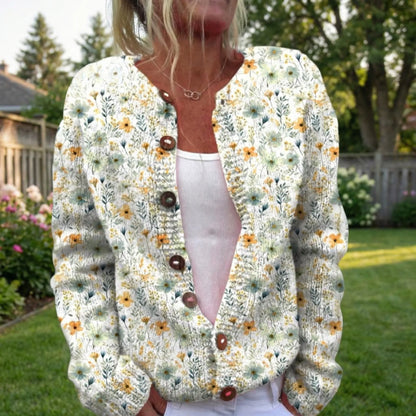 Locker Sitzende Floral Strickjacke - Dana