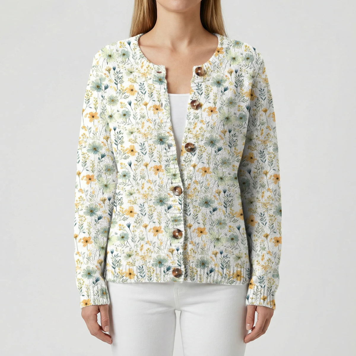 Locker Sitzende Floral Strickjacke - Dana