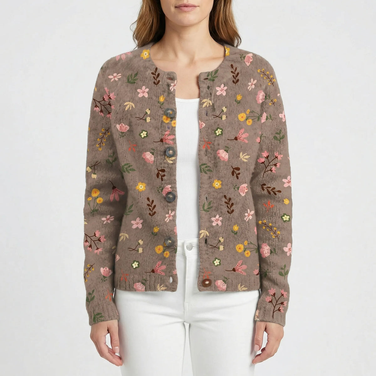 Locker Sitzende Floral Strickjacke - Dana