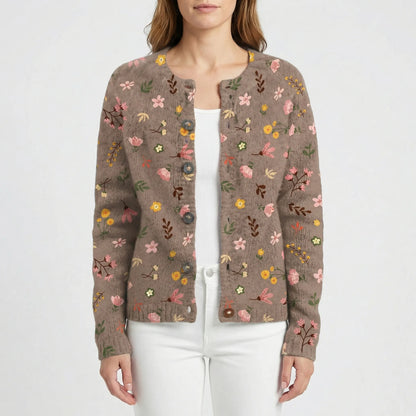 Locker Sitzende Floral Strickjacke - Dana