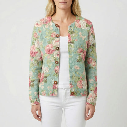 Locker Sitzende Floral Strickjacke - Dana