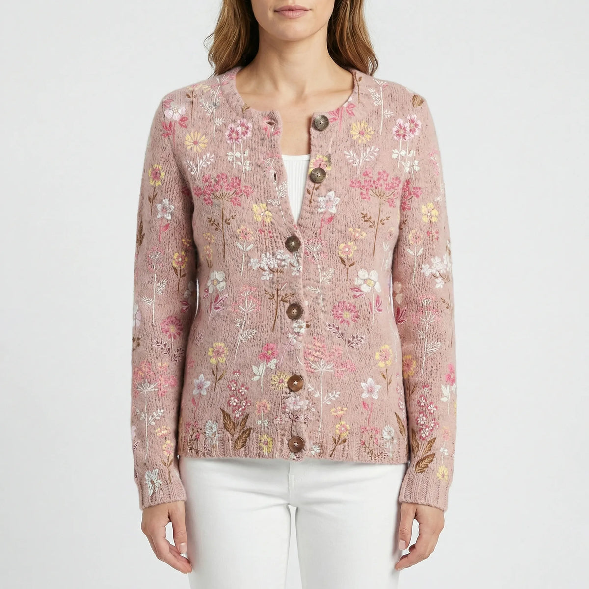 Locker Sitzende Floral Strickjacke - Dana