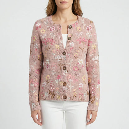 Locker Sitzende Floral Strickjacke - Dana