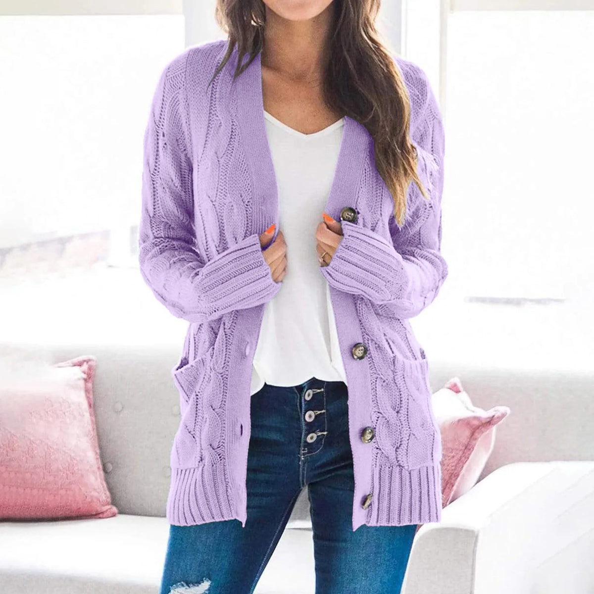 Sweter damski z guzikami – Noor