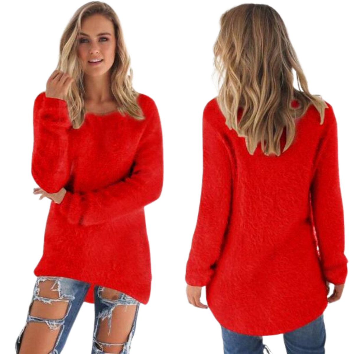 Casual sweter damski - Ella-Czerwony-S-Trend Polska