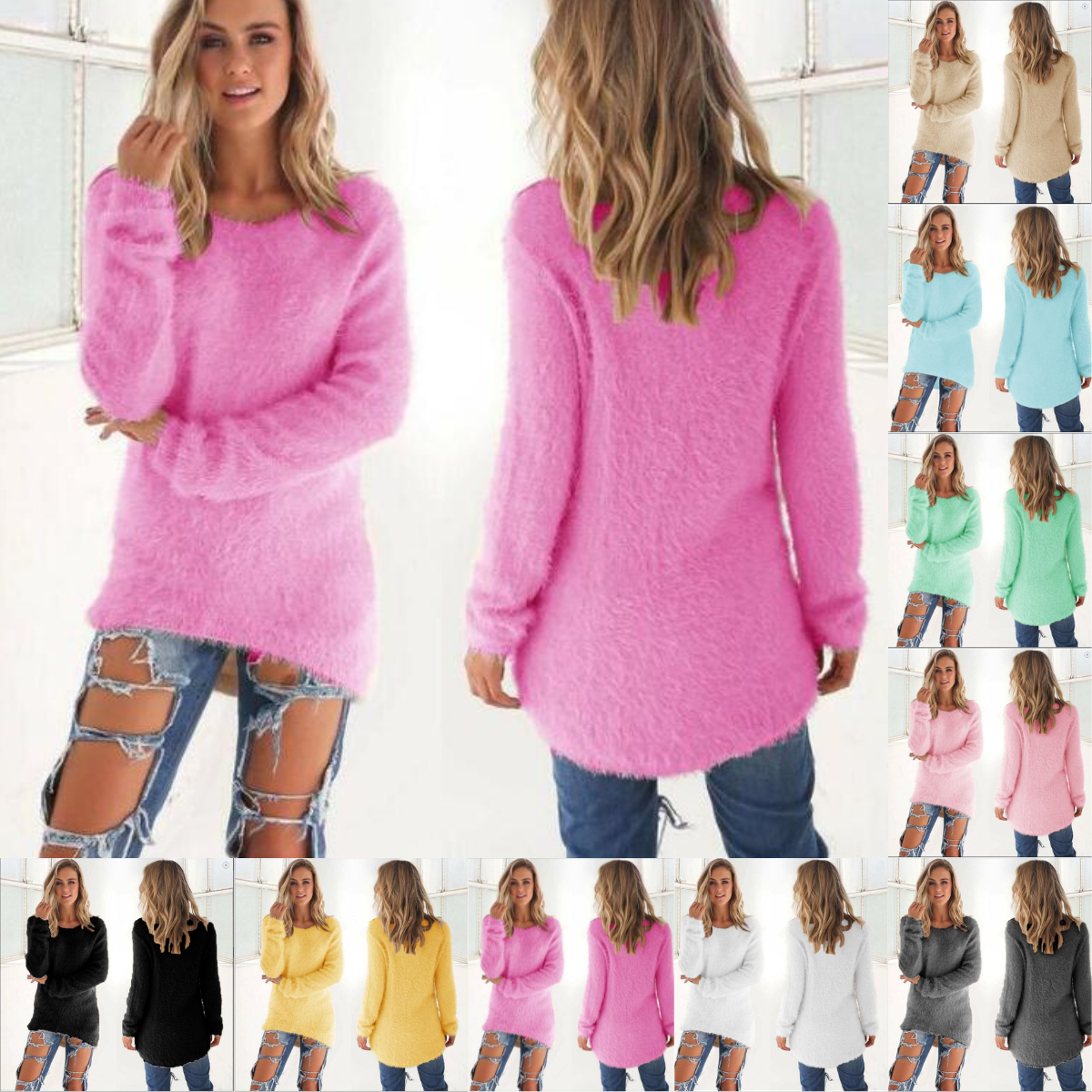 Casual sweter damski - Ella-Beżowy-S-Trend Polska
