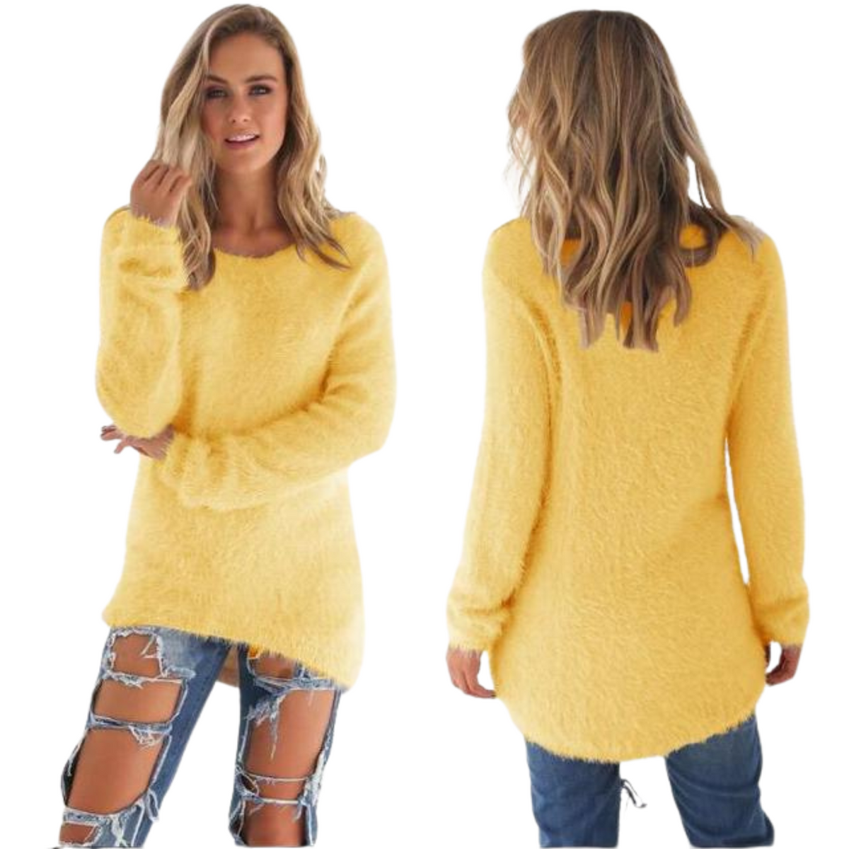 Casual sweter damski - Ella-Żółty-S-Trend Polska