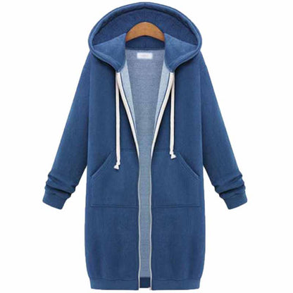 Casualny Długi Kardigan Damski - CozyZip-Niebieski-M-Trend Polska