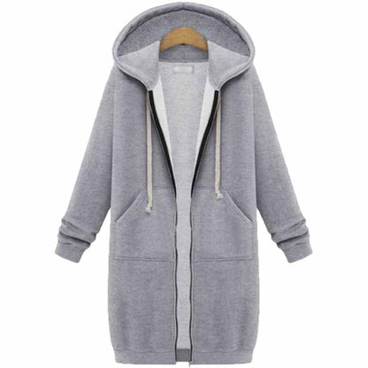 Casualny Długi Kardigan Damski - CozyZip-Szary-M-Trend Polska