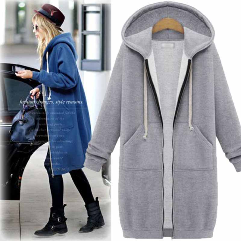 Casualny Długi Kardigan Damski - CozyZip-Czarny-M-Trend Polska