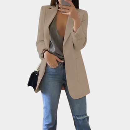 Fentii - Casual Długi Żakiet dla Kobiet-Khaki-S-Trend Polska
