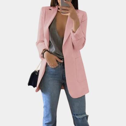 Fentii - Casual Długi Żakiet dla Kobiet-Różowy-S-Trend Polska