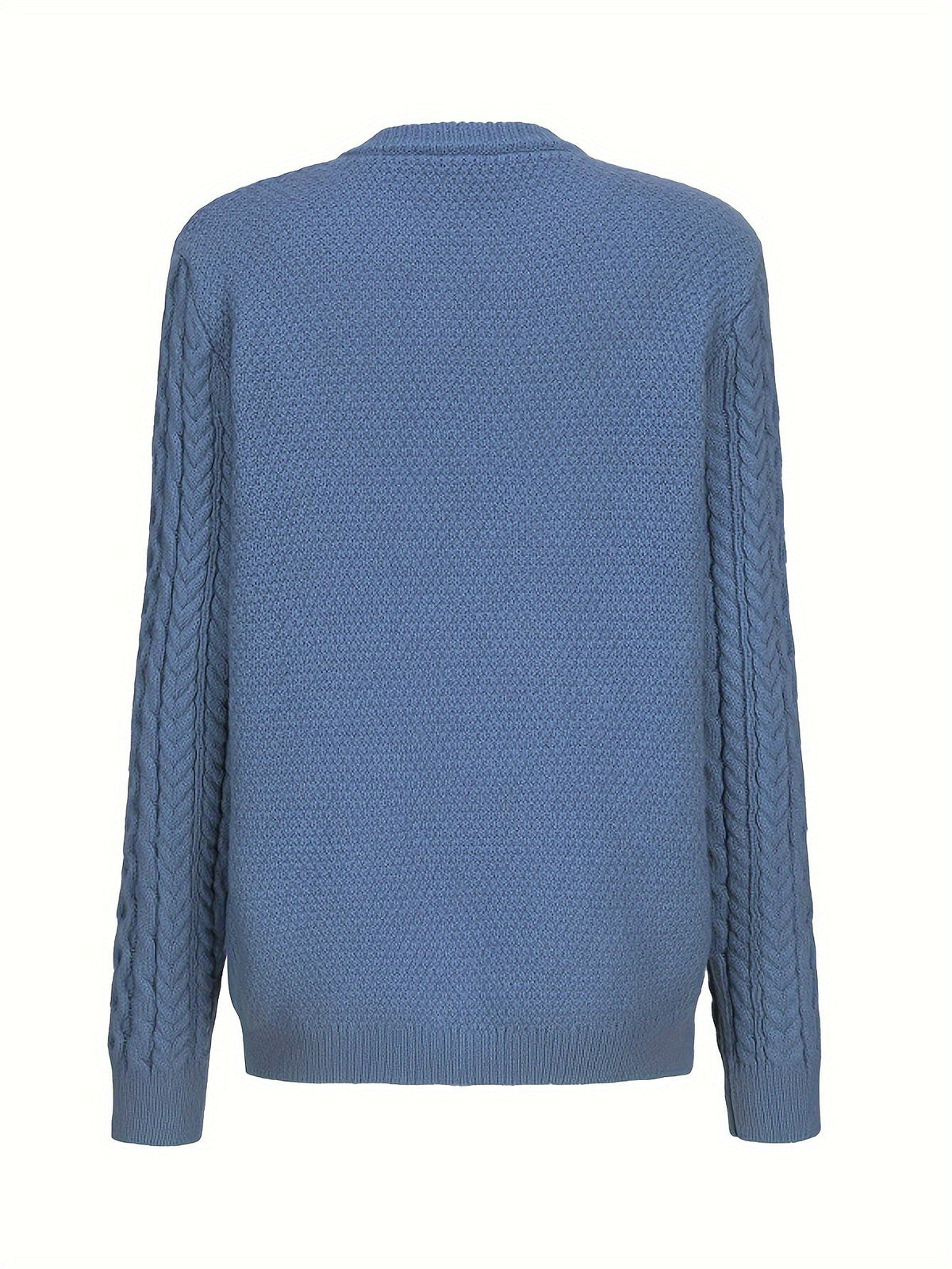 Gładki sweter z zapięciem na guziki i kieszeniami - Olivia-Niebieski-S-Trend Polska