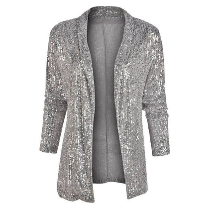 Glitterowe cekinowe kamizelka - Sophia-Szary-S-Trend Polska