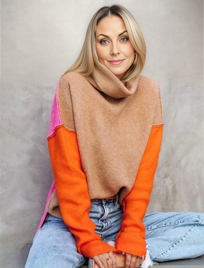 Imponujący sweter kolorblock - AutumnVibe-S (36/38)-Trend Polska