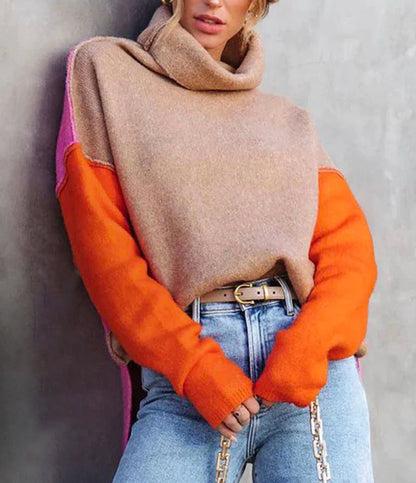 Imponujący sweter kolorblock - AutumnVibe-S (36/38)-Trend Polska