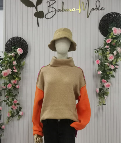 Imponujący sweter kolorblock - AutumnVibe-S (36/38)-Trend Polska
