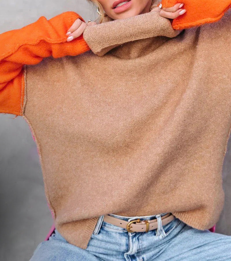 Imponujący sweter kolorblock - AutumnVibe-S (36/38)-Trend Polska