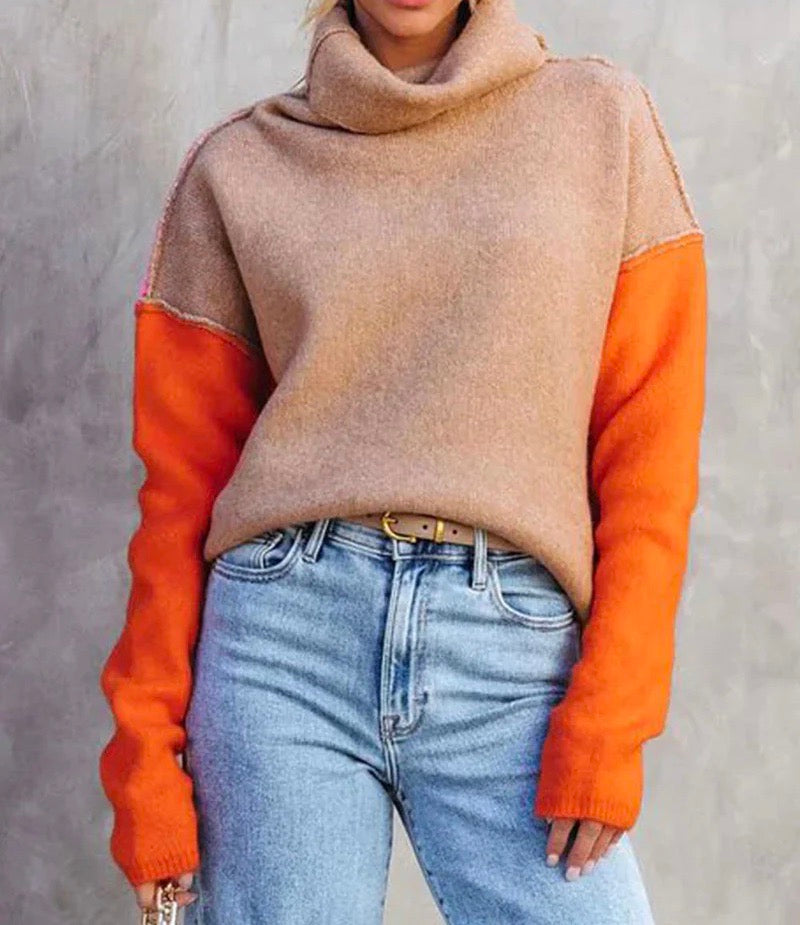 Imponujący sweter kolorblock - AutumnVibe-S (36/38)-Trend Polska