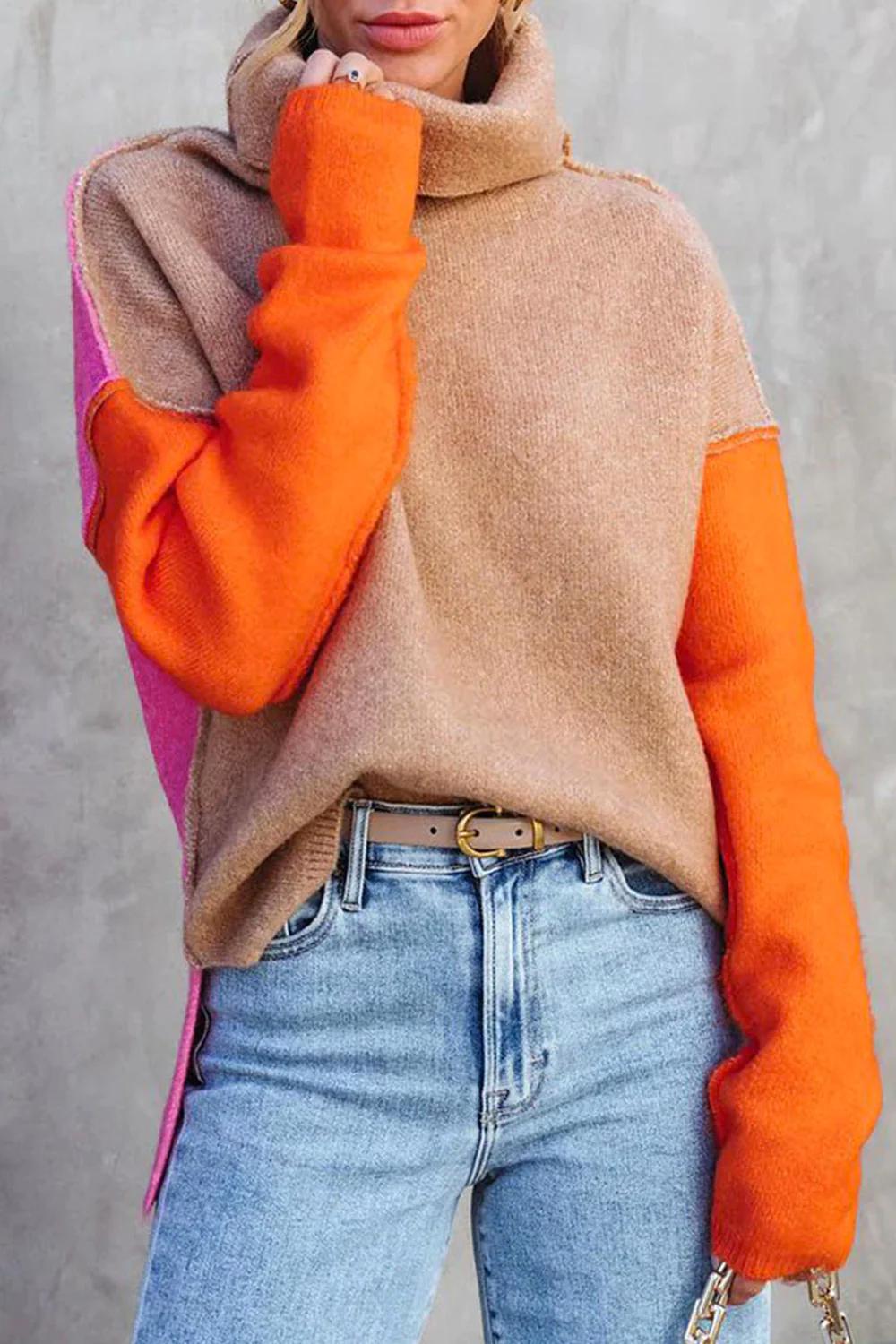 Imponujący sweter kolorblock - AutumnVibe-S (36/38)-Trend Polska