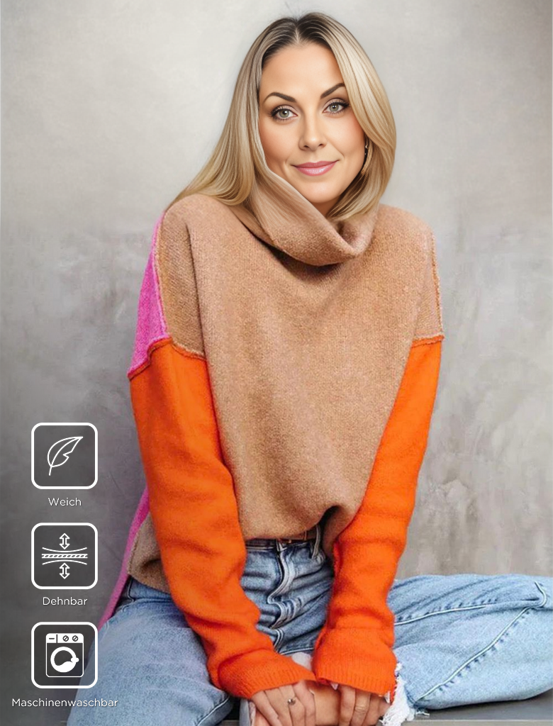 Imponujący sweter kolorblock - AutumnVibe-S (36/38)-Trend Polska