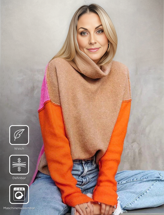 Imponujący sweter kolorblock - AutumnVibe-S (36/38)-Trend Polska