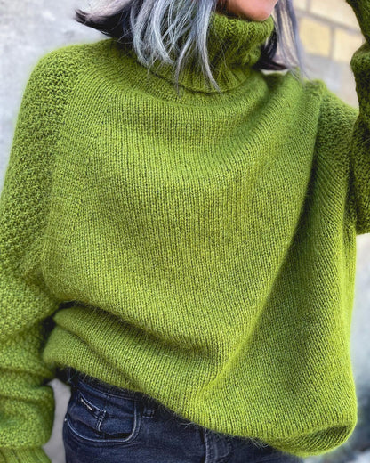 Jasnozielona, Przesadna Sweter z Golfem - HerbstGlanz-S (36/38)-Trend Polska