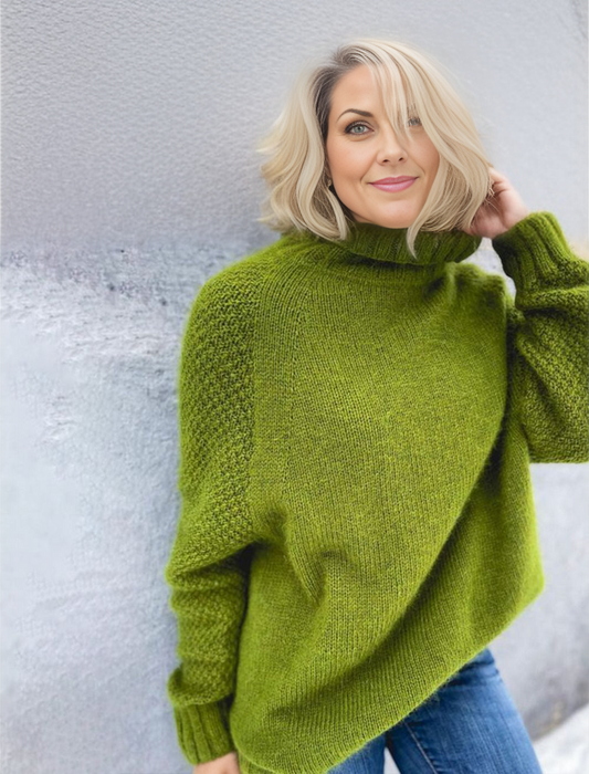 Jasnozielona, Przesadna Sweter z Golfem - HerbstGlanz-S (36/38)-Trend Polska