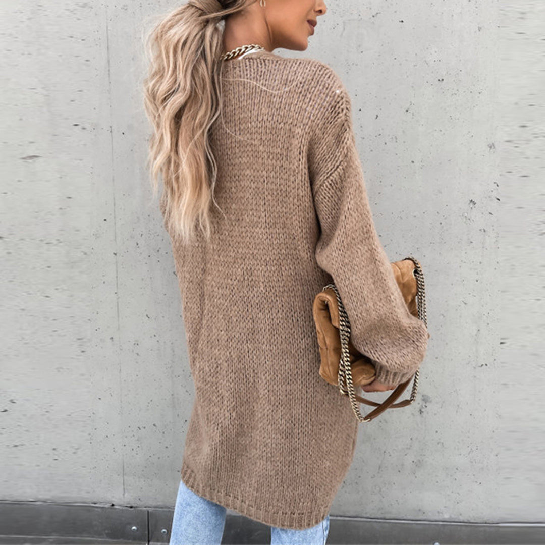 Klasyczny sweter damski - Camile-Beżowy-S-Trend Polska