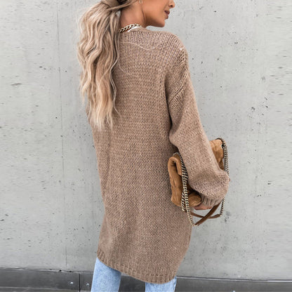 Klasyczny sweter damski - Camile-Beżowy-S-Trend Polska