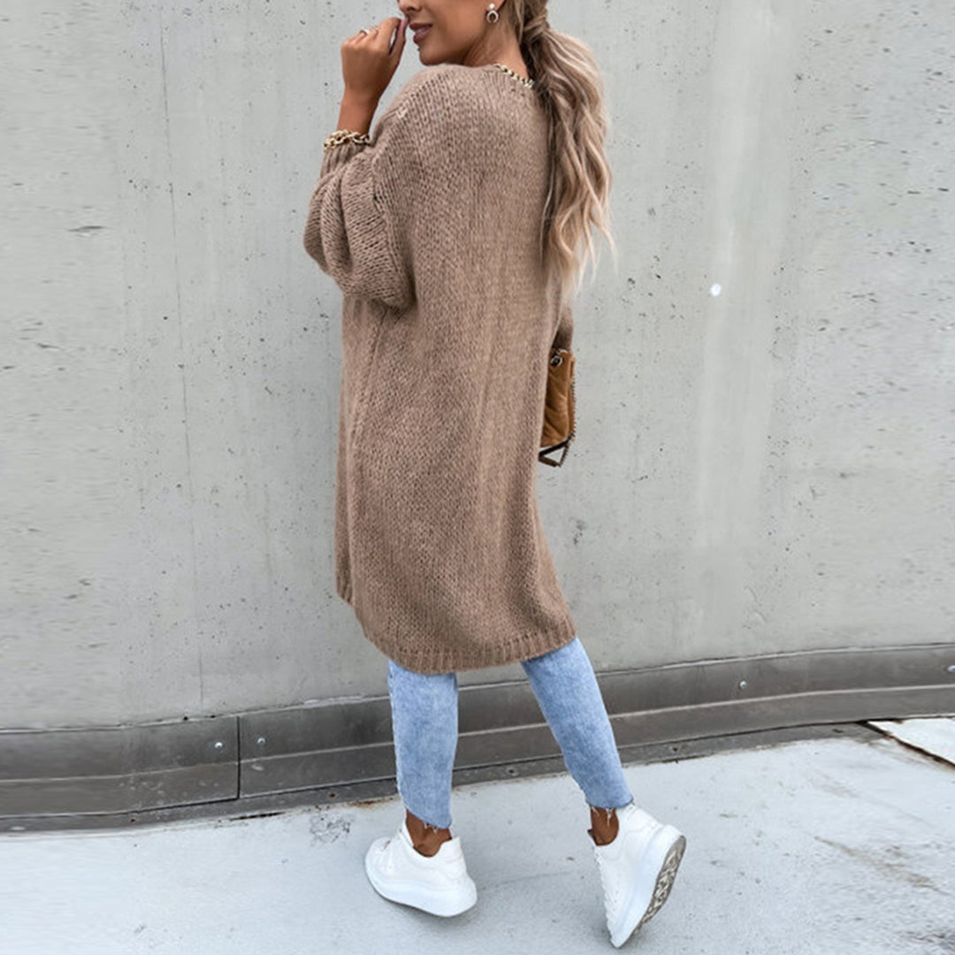 Klasyczny sweter damski - Camile-Beżowy-S-Trend Polska