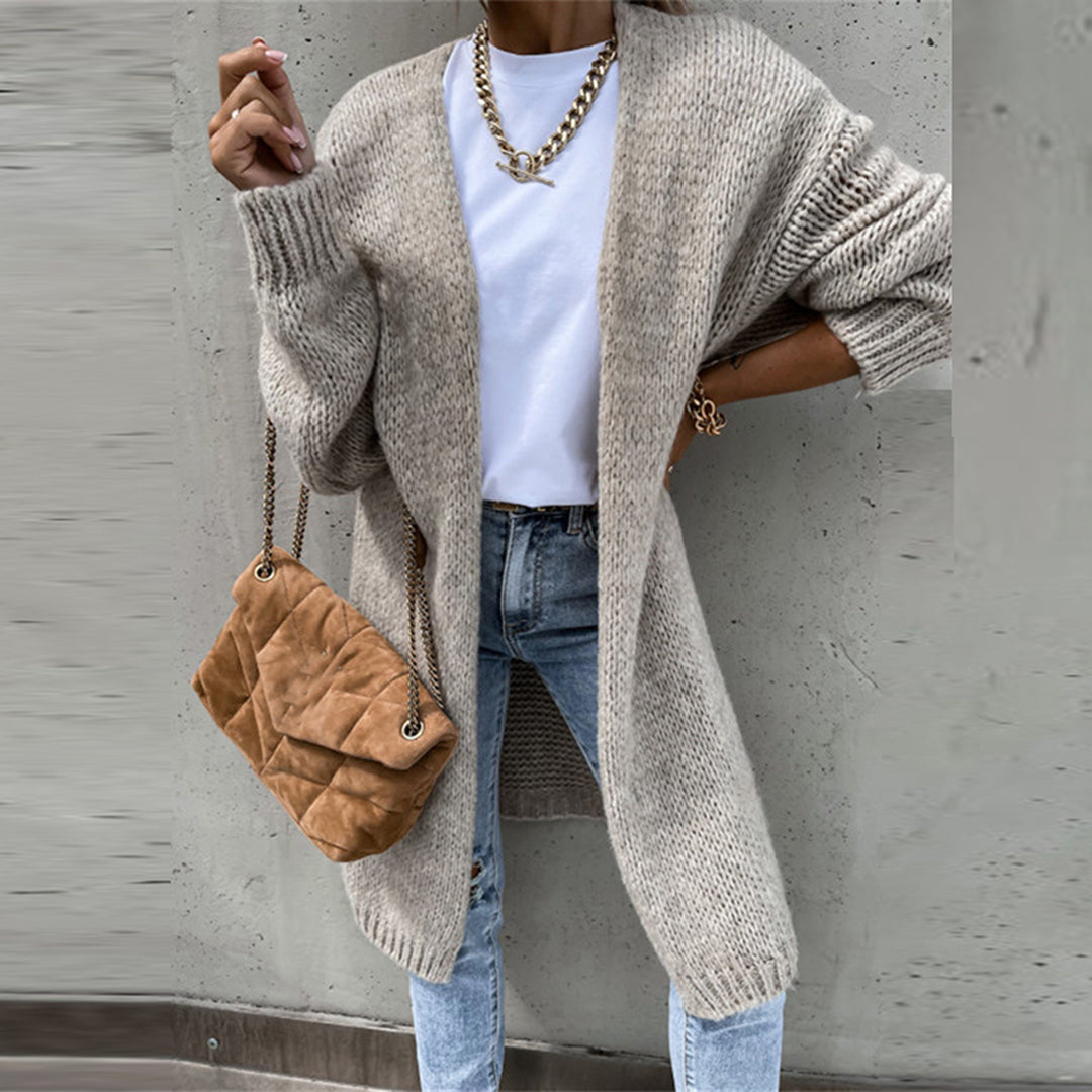 Klasyczny sweter damski - Camile-Beżowy-S-Trend Polska