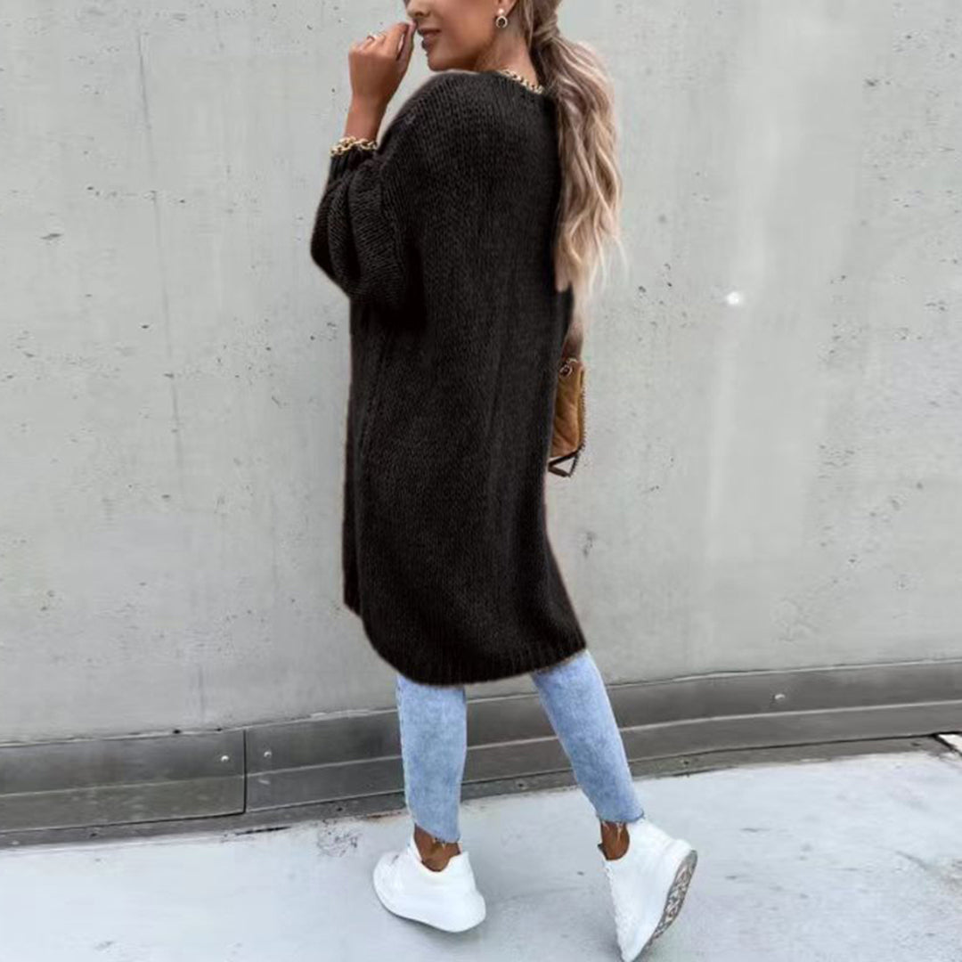 Klasyczny sweter damski - Camile-Beżowy-S-Trend Polska