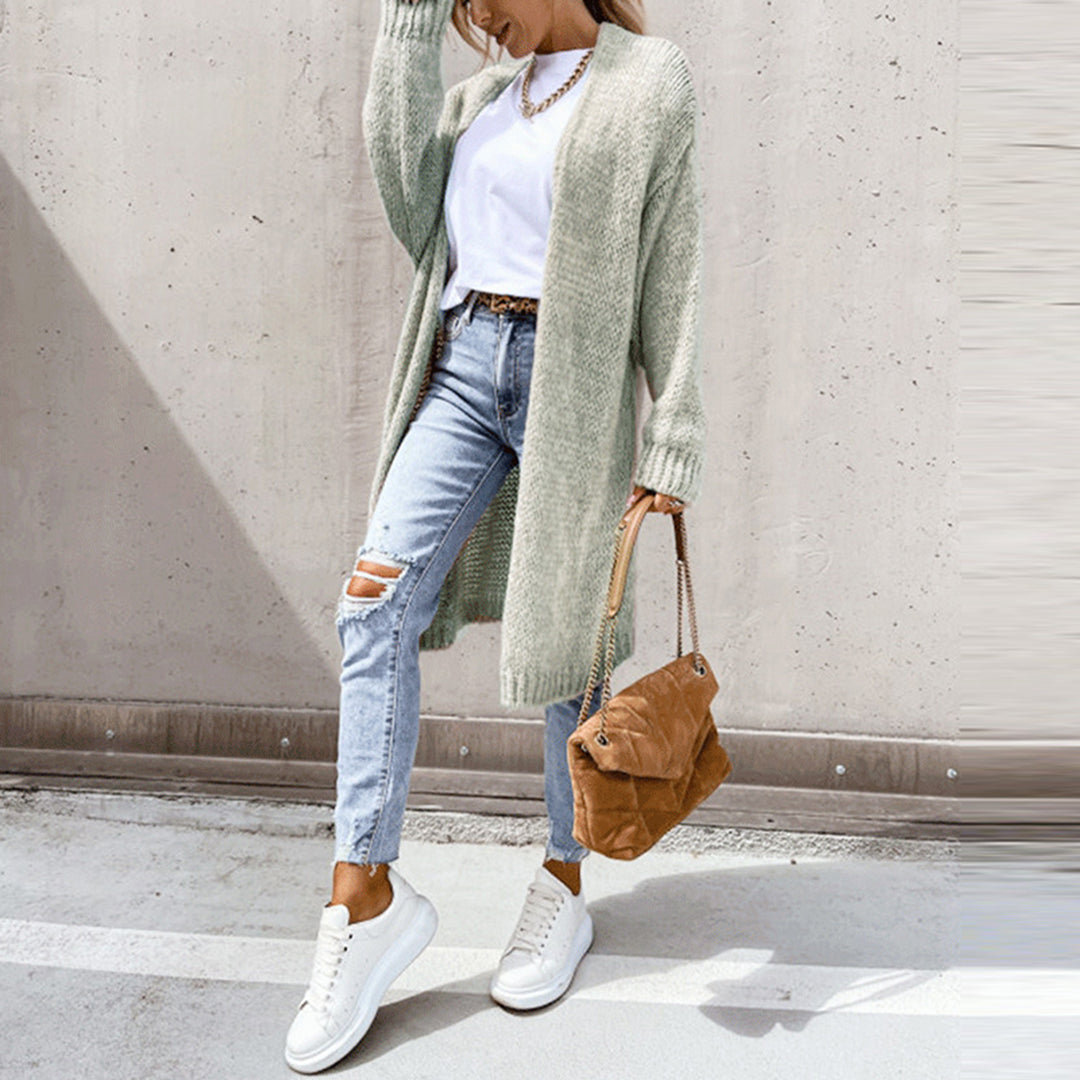 Klasyczny sweter damski - Camile-Beżowy-S-Trend Polska