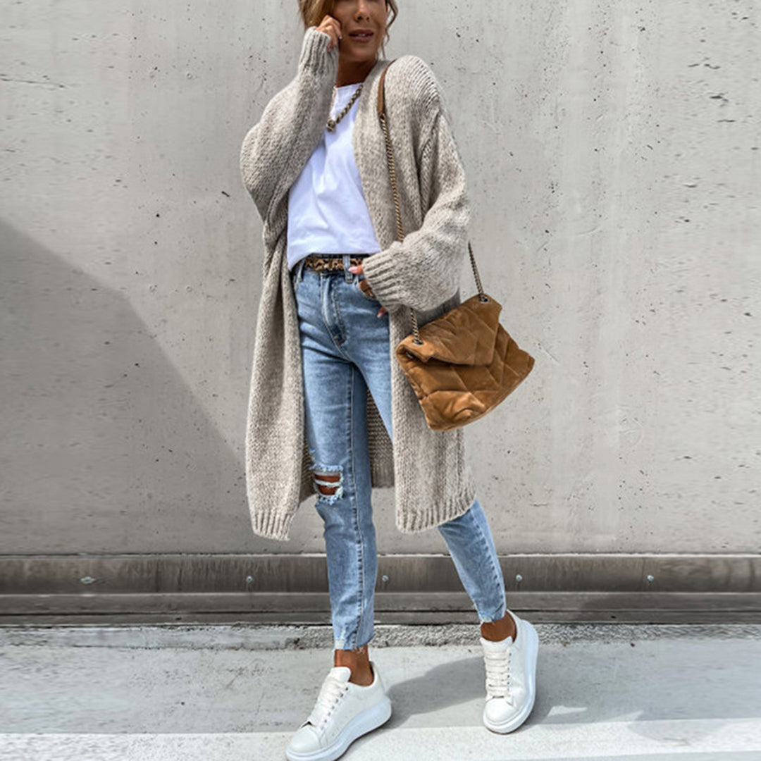 Klasyczny sweter damski - Camile-Beżowy-S-Trend Polska