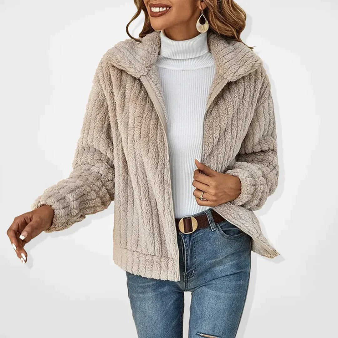 Komfortowy fleece damski kardigan - Charlotte-Morela-S-Trend Polska
