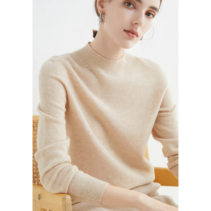 Luksusowy dziany sweter kaszmirowy dla kobiet - Evelina-Beżowy-S-Trend Polska