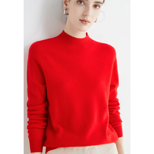 Luksusowy dziany sweter kaszmirowy dla kobiet - Evelina-Czerwony-S-Trend Polska